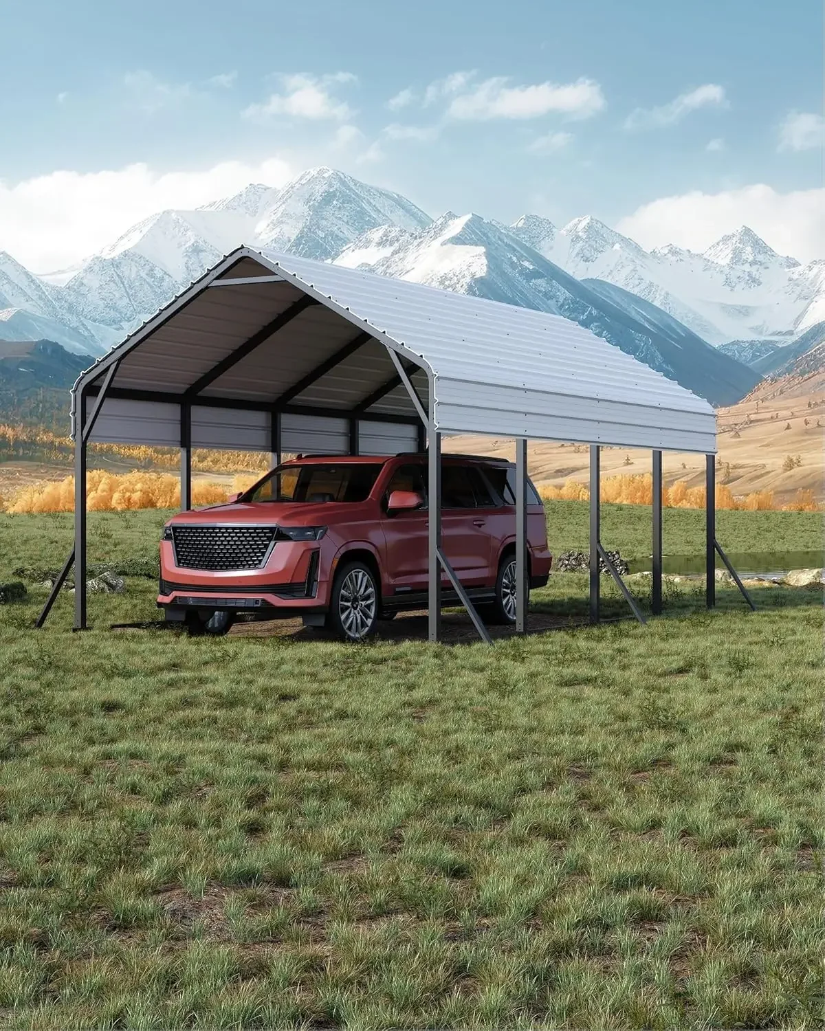 Canopy 13x21 FT Oversized Steel Carport, Heavy-duty Shelter for High-profile