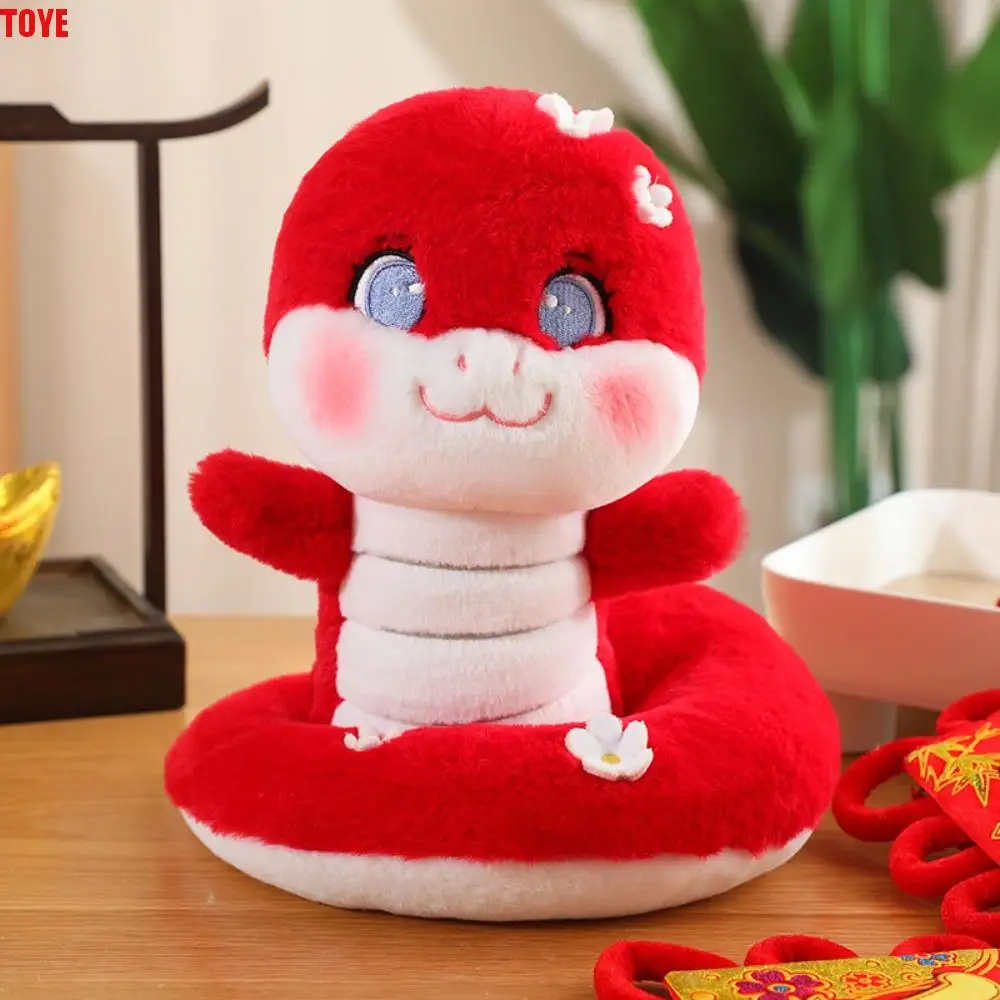 

Flower 2025 Snake Year Mascot Doll with Hand Stuffed Snake Plush Doll Toy Cartoon Anime Lucky Snake Plushies Doll New Year Gifts