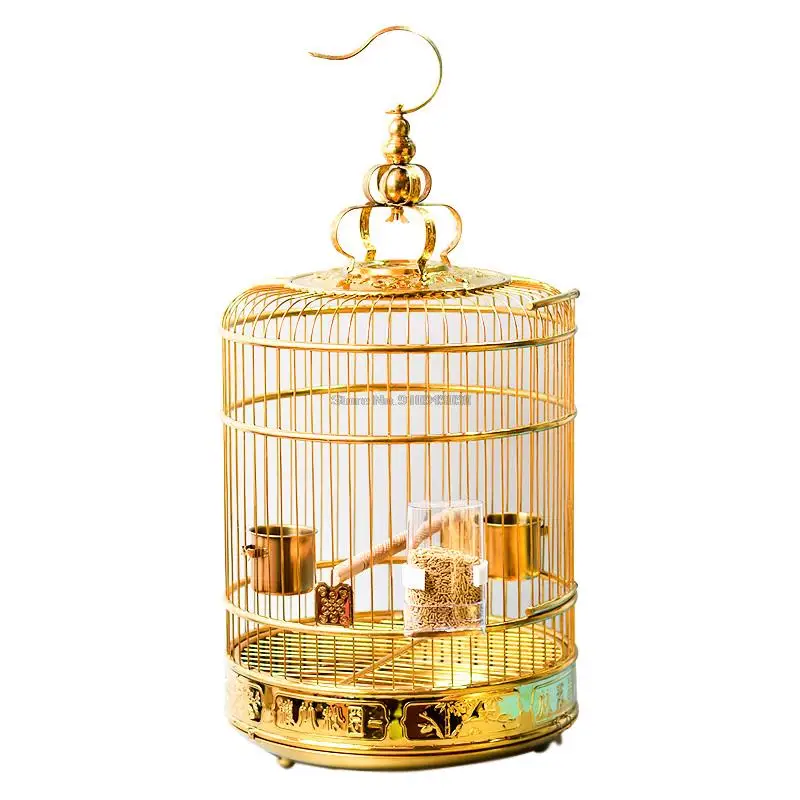 

High-end Gold Plus Flower Stainless Steel Birdcage Durable and Easy to Clean Brother Bige Thrush Parrot Metal Large-sized