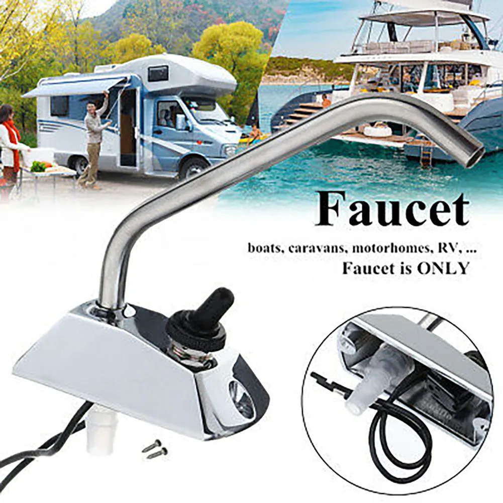 

Brand New RV Faucet 1 X Faucet+2 X Screws+1 X Instructions Faucet 12V Zinc-alloy Metal 3.54x1.69x4.76\" 3.5A 360° Rotation