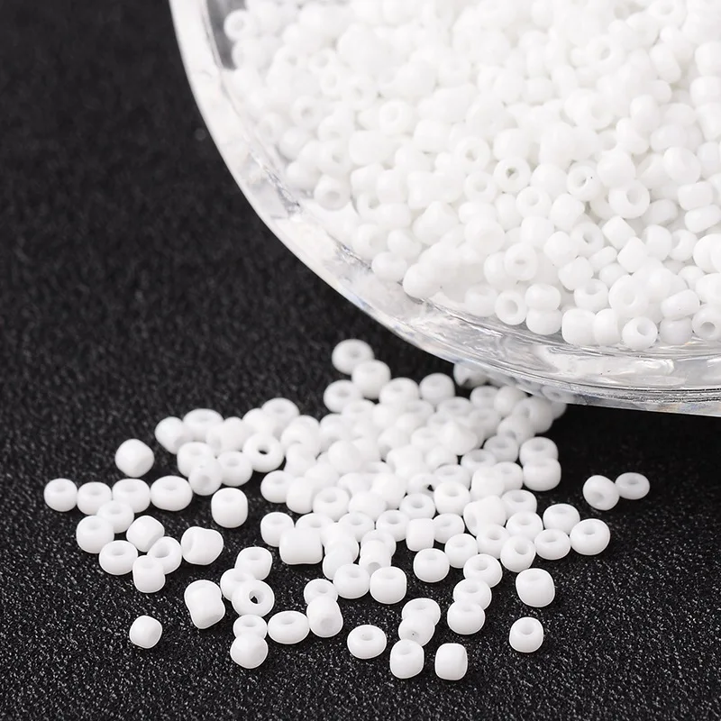 about 3303pcs/50g 12/0 Opaque Colours Round Glass Seed Beads White Size: about 2mm in diameter hole:1mm
