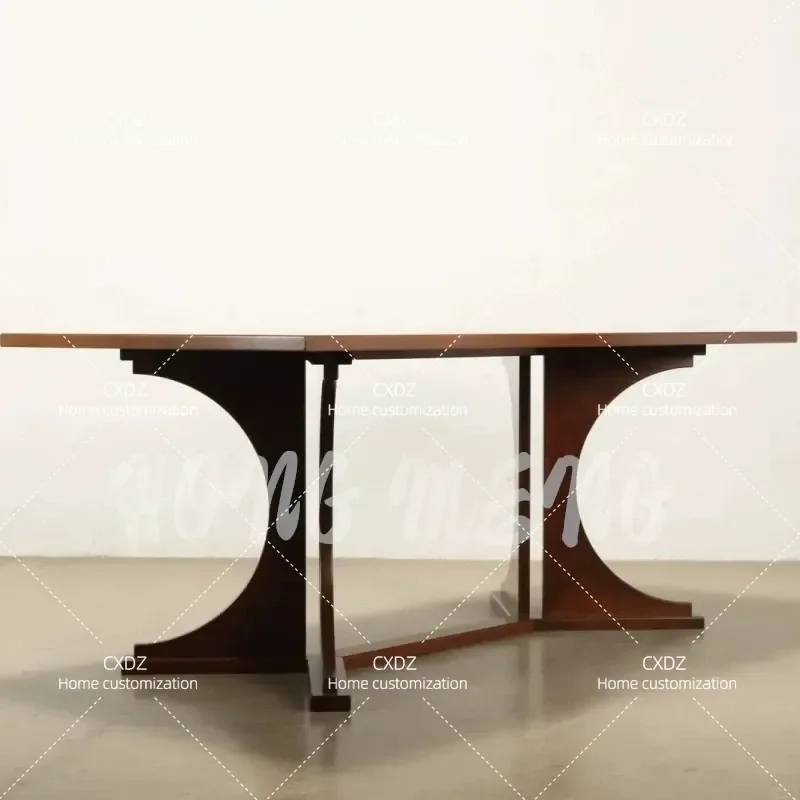 Medieval Style Solid Wood Geometric Dining Table Minimalist Modern Log Furniture for Home and Bed and Breakfast