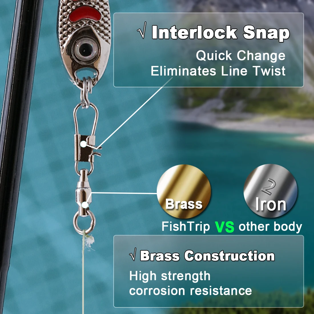FishTrip Swivel Snap – Acero inoxidable para calamar - imagen 3