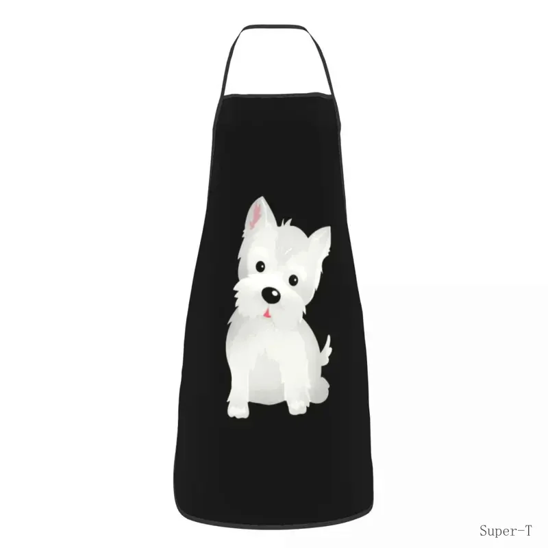 Custom Cute Westie Puppy Dog Apron Women Men Unisex Bib West Highland White Terrier Cooking Tablier Cuisine Chef Gardening