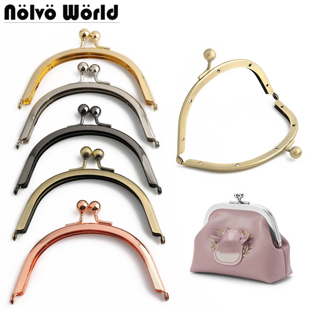 

MOQ 100PCS 12.7X9cm Arch Double Bead Metal Clutch Bag Handle Purse Frame Kiss Clasp DIY Handmade Sewing Brackets Accessories