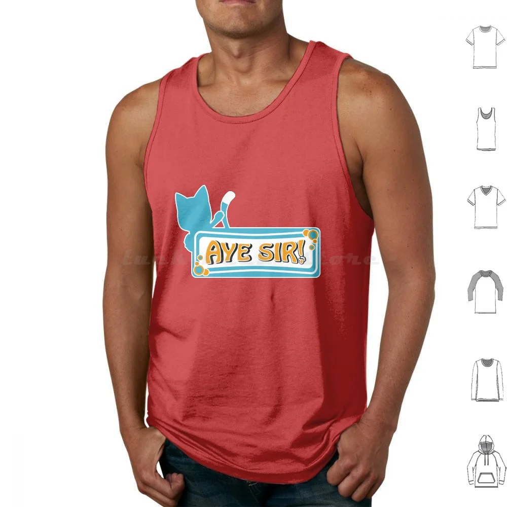 Happy Sais Aye Sir! Tank Tops Vest Sleeveless Anime Manga Gray Natsu Happy Lucy Magic Guild Japan Cartoon Animation