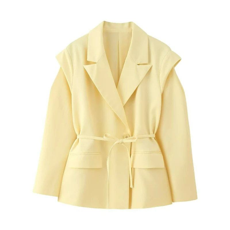 New Style Fashionable Korean Version 2026 Spring and Autumn Sweet Floral Floral Suit Collar Tie Long-sleeved Suit Coat for Women