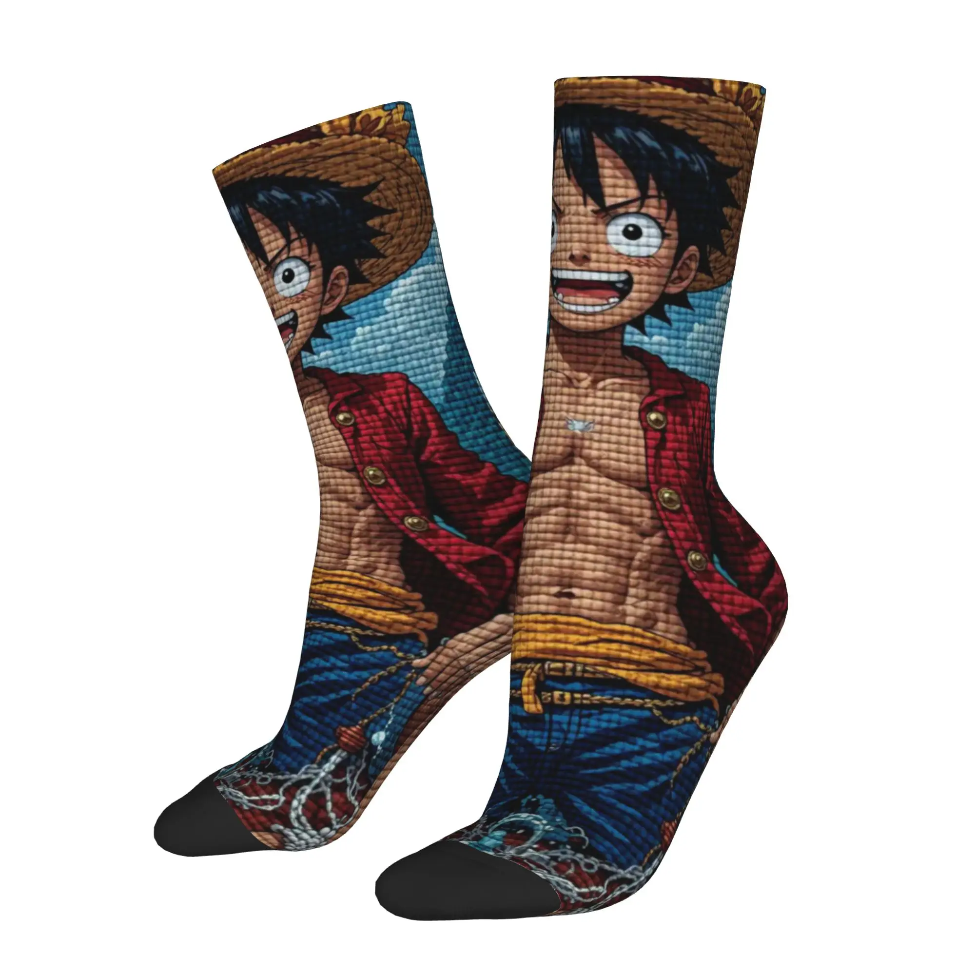 

1 Pair Funny Sock One Piece Luffy (20) Harajuku Seamless Pattern Printed Men Socks Casual Men's Socks