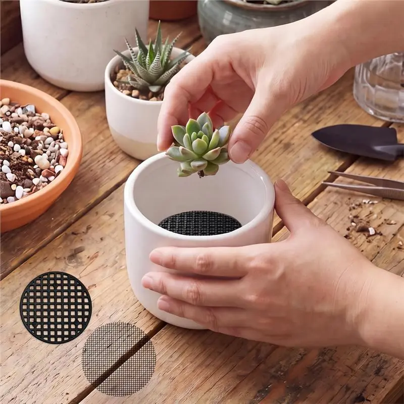 WCS-For Soil Loss Prevention 100 Mesh Screen For Planter Pots, Pot Grid Mats Pads, Plant Drainage Insert, Bonsai Bottom Mesh