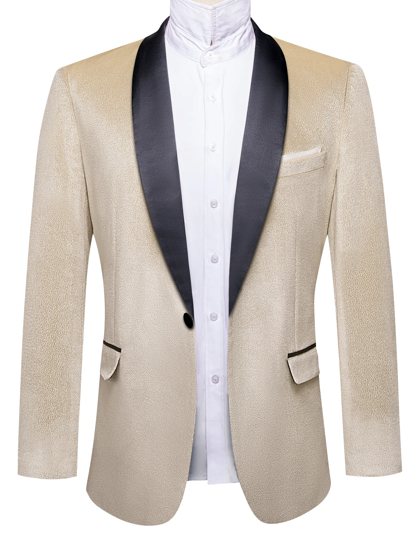 

Мужской блейзер цвета шампань с шалевым воротником, однобортный, для торжественных мероприятий, свадеб, ужинов, деловых встреч, с атласным воротником