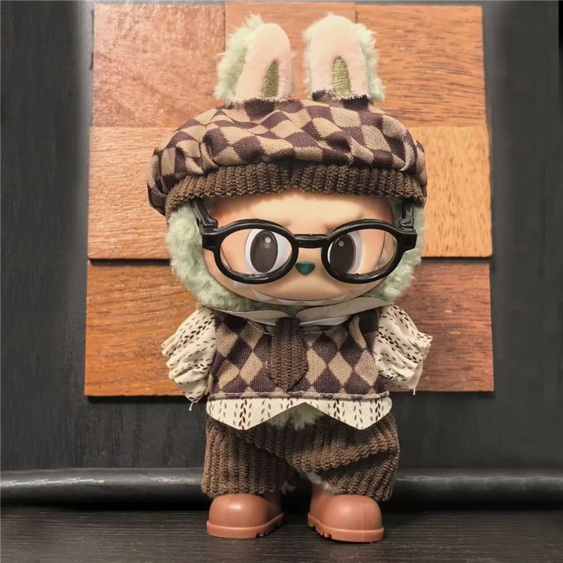 Für 15 17 cm Labubu Puppe Maillard Farbe Braun College Stil Hemd Weste Outfit Kleidung Herbst Kleidung Hut Schuhe Set Zubehör