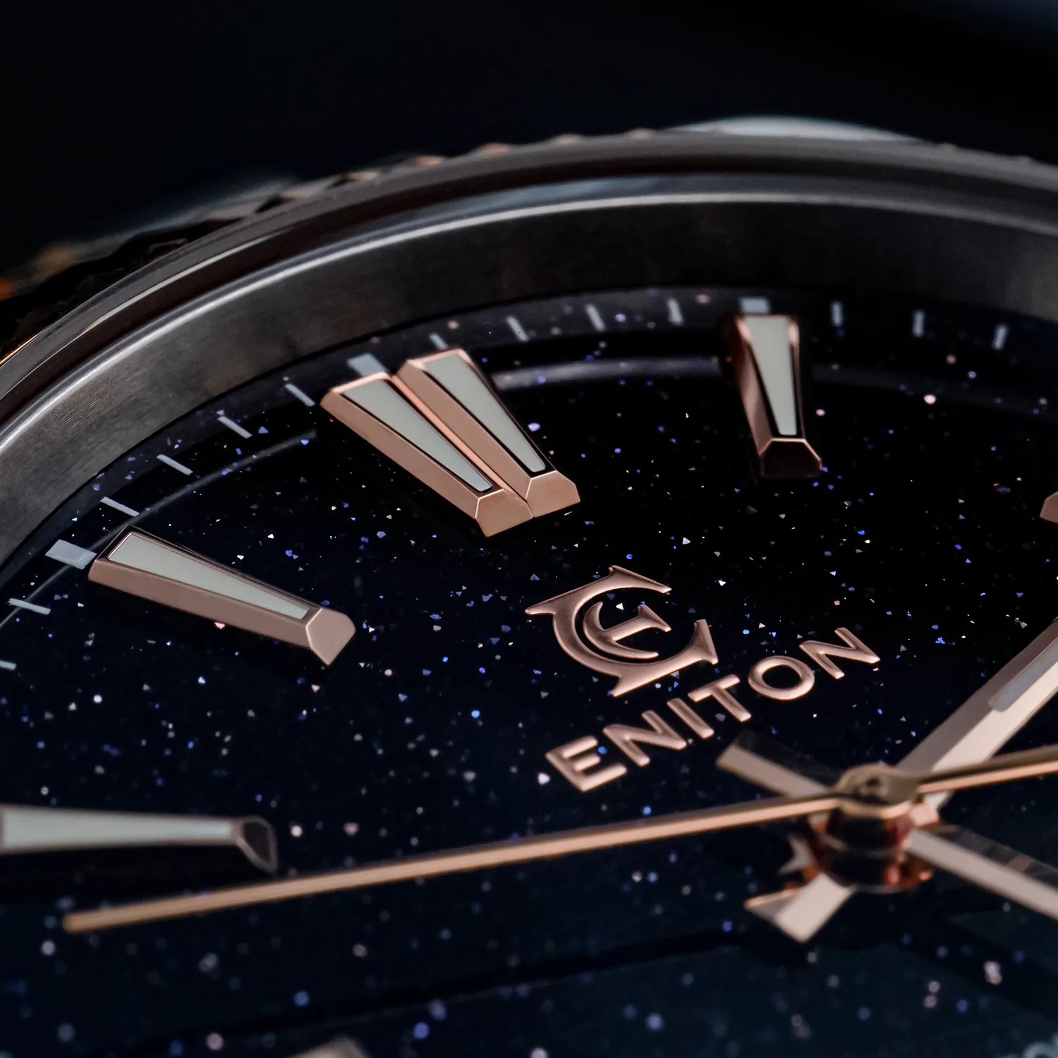 ENITON 40mm Two Tone Aventurine Dial Mechanical Watches Stainless Steel 316L NH35 Movement 5ATM Unique Business Men Watch