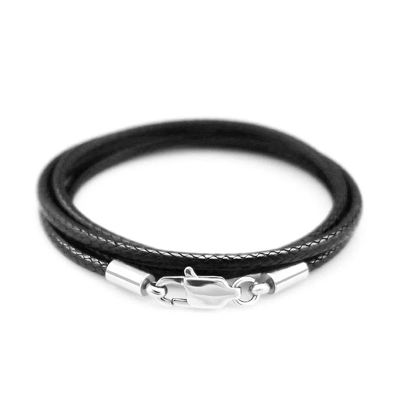 Leather Cord Waxed Rope Chain Necklace for Women Men Pendant with Stainless Steel Lobster Clasp Connector Snake Collar 40-70cm