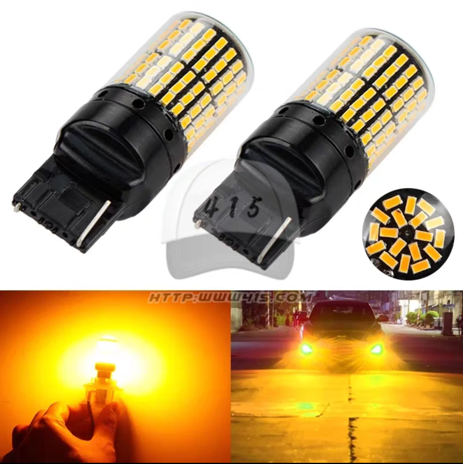2XT20 7440 LED Amber Canbus 3014 144SMD Error Free Car Turn Light NO Hyperflash