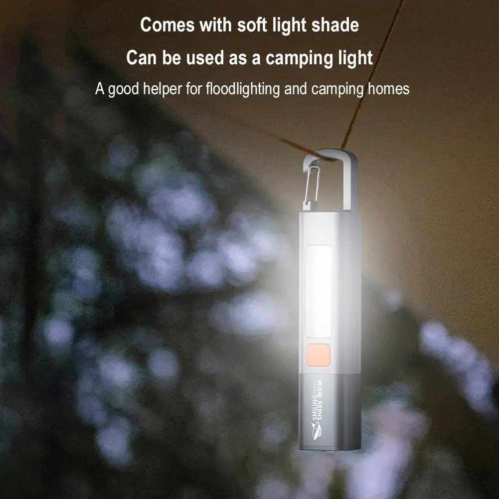 1-piece outdoor mini flashlight with COB wide floodlight design, lockable design, portable, and zoomable