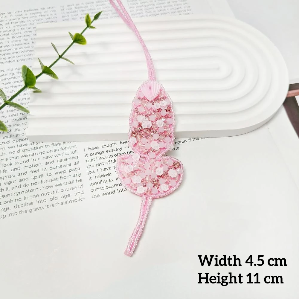 

Flower Patch Decorative Beaded Applique Keychain Pendant Beaded Bag Charm For Clothing Decoration Gift Making Fashion Accessory