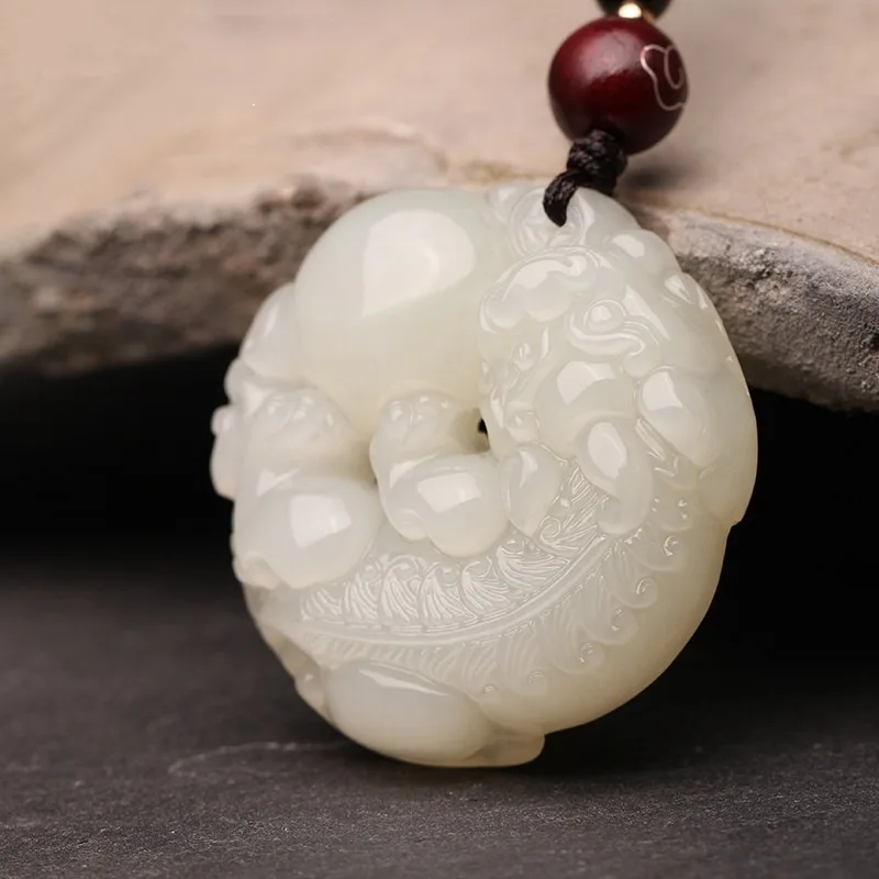 Hetian Pixiu , White Amulet Men Women, Fortune-Bringing And Luck-Enhancing Pendant, Jade Necklace