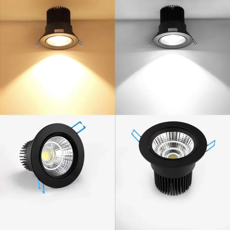 Faretti LED COB da incasso dimmerabili 5W 7W 9W 12W 15W 18W Faretti regolabili ad angolo AC85 ~ 265V Lampada da soffitto a LED Illuminazione per interni