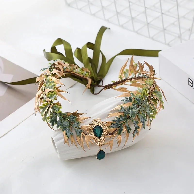 

Декоративная тиара с листьями фей, украшение для волос принцессы, корона эльфа, декоративная эльфийская повязка на голову для косплея, Хэллоуина, свадьбы