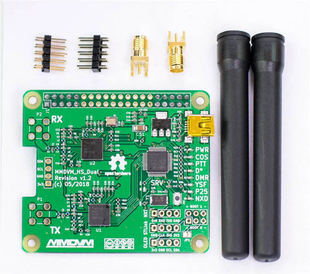 

Latest V1.3 MMDVM_HS_Dual_Hat Duplex Hotspot board +2pcs Antenna Support P25 DMR YSF NXDN For Raspberry pi