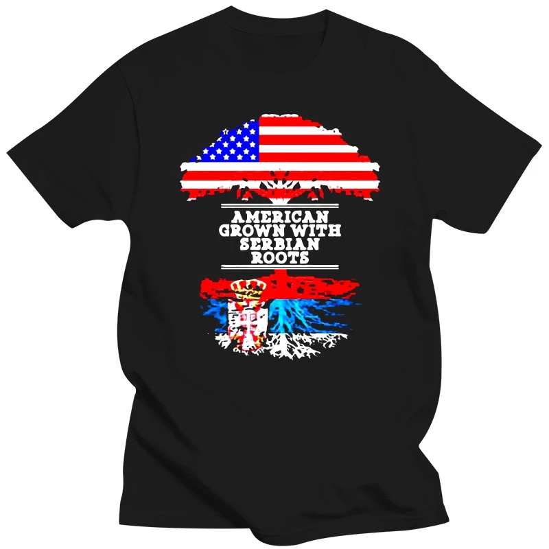 Create T Shirt For Men Letter American Grown With Serbian Roots T Shirts Army Green Gents Tee Shirt High Quality