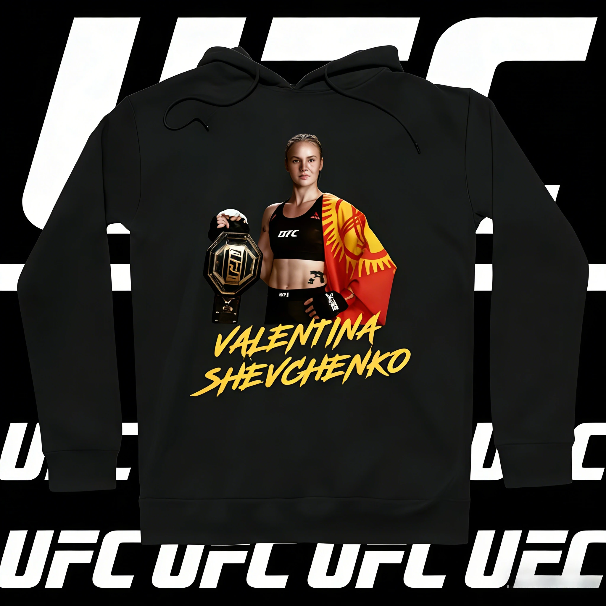 

UFC Valentina Shevchenko 2026, осень/зима, чистый хлопок, 100% повседневная модная трендовая толстовка с принтом, подходит для мужчин и женщин