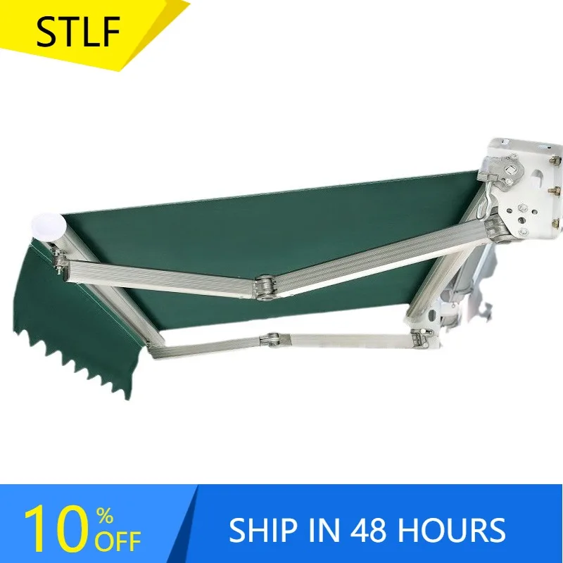 

STLF Outdoor Folding Awning Aluminum Alloy 2 Curved Arms,manual Outdoor Garden Balcony Awning, UV Protection,green,customizable