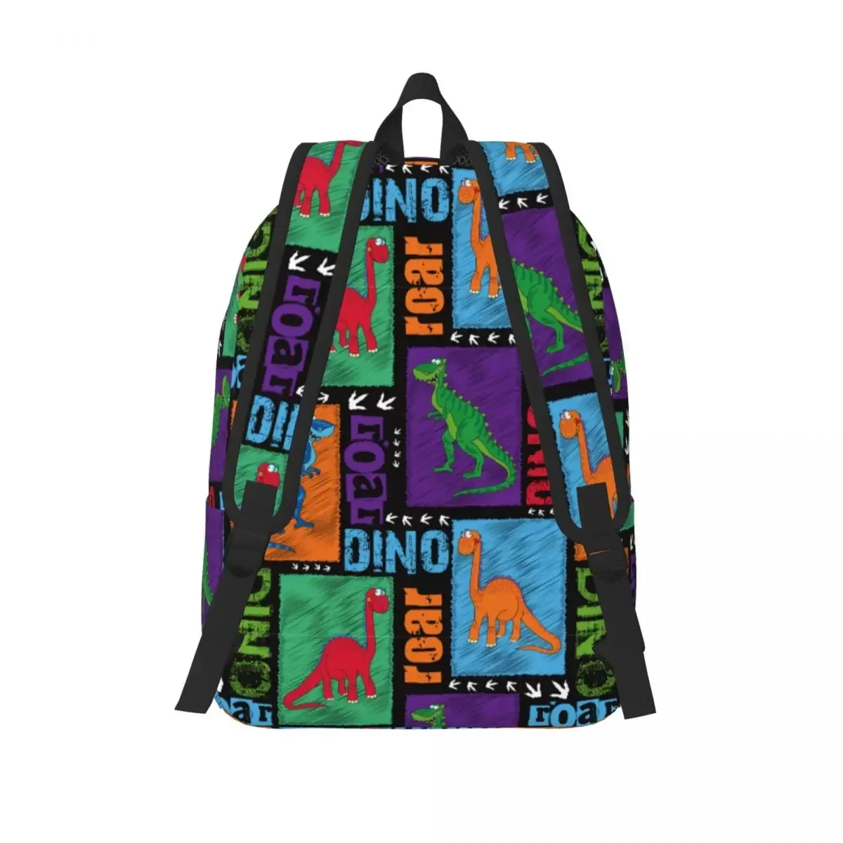 Mochila escolar de dibujos animados para adolescentes y estudiantes, bolsa a cuadros de dinosaurio divertido, mochila de día, viaje universitario medio alto