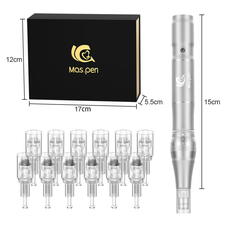 Microneedling Pen Elektrischer Derma-Stift mit 12 Ersatz-Dermapen 36-poligen Patronen, verstellbare Microneedle Professional Dermapen – Detail 1
