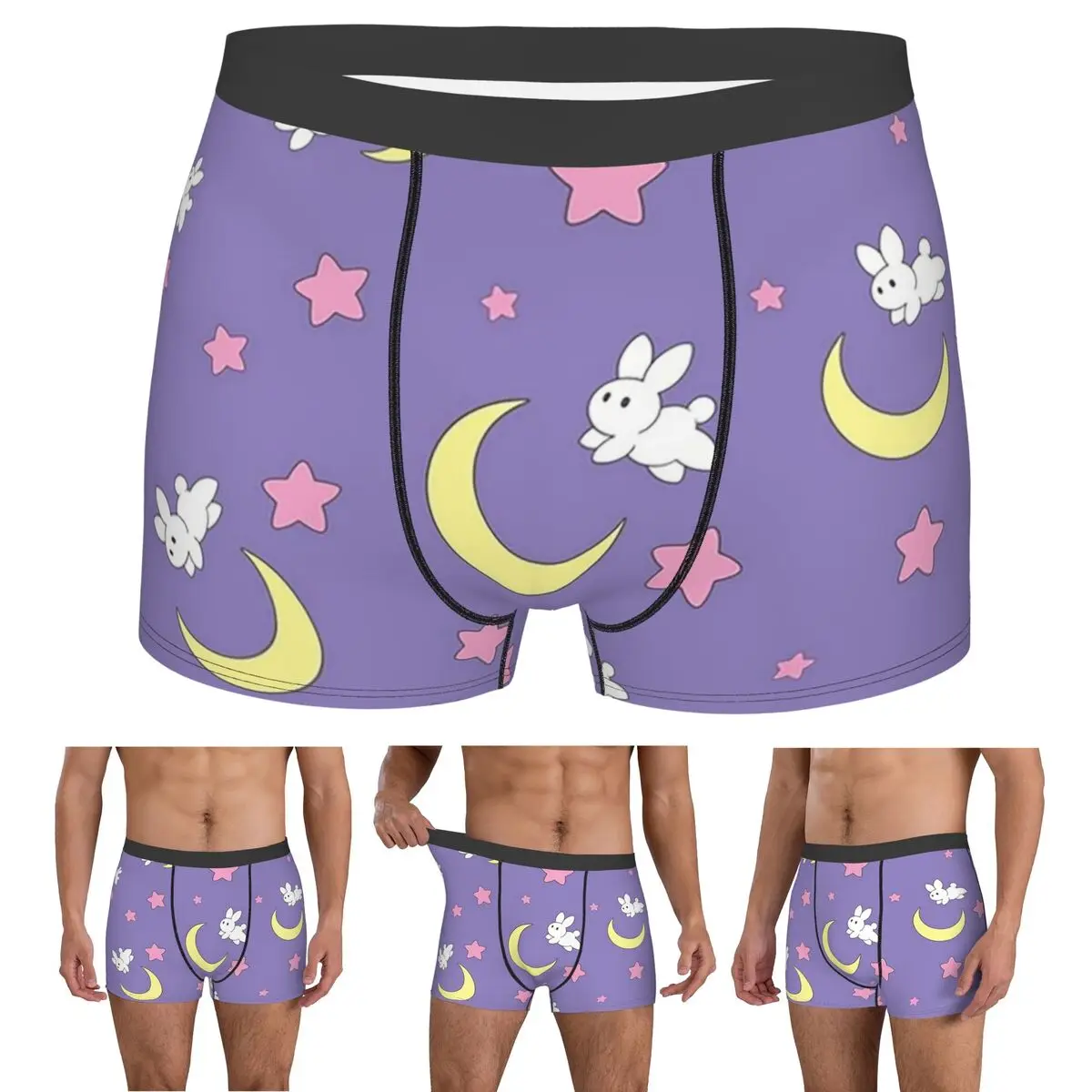 

Boxer Underpants Shorts Rabbit Of The Moon Panties Men's Soft Underwear for Homme Man Boyfriend Gifts