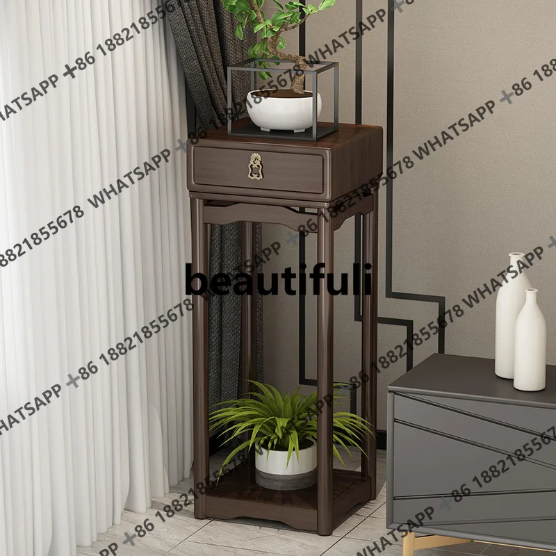 Flower stand Shelf Balcony Floor-to-ceiling indoor living room decorative ornament Flower table solid wood