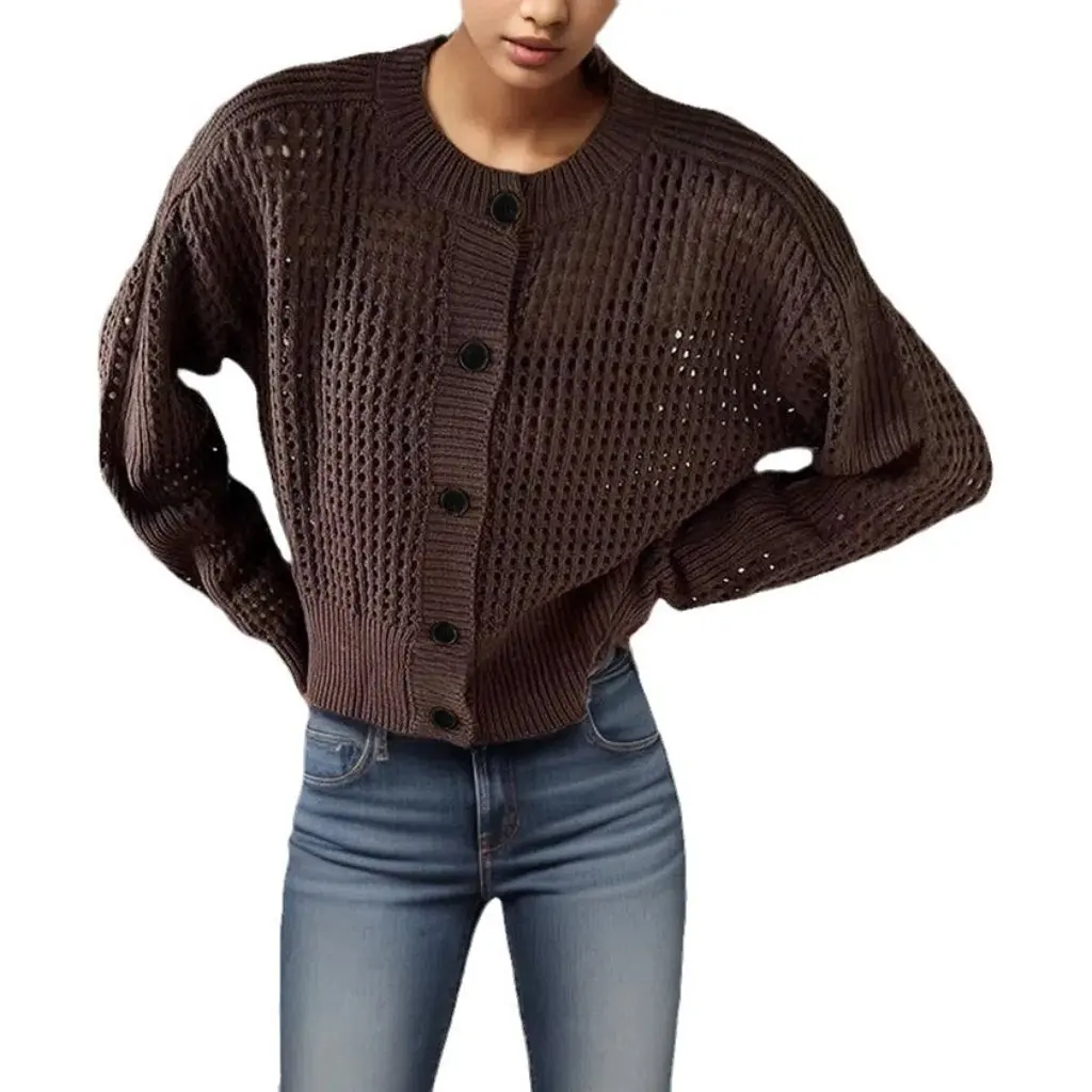 

Women's Thin Knitted Cardigan Sunscreen Top Vintage Hollow Solid Color Wish