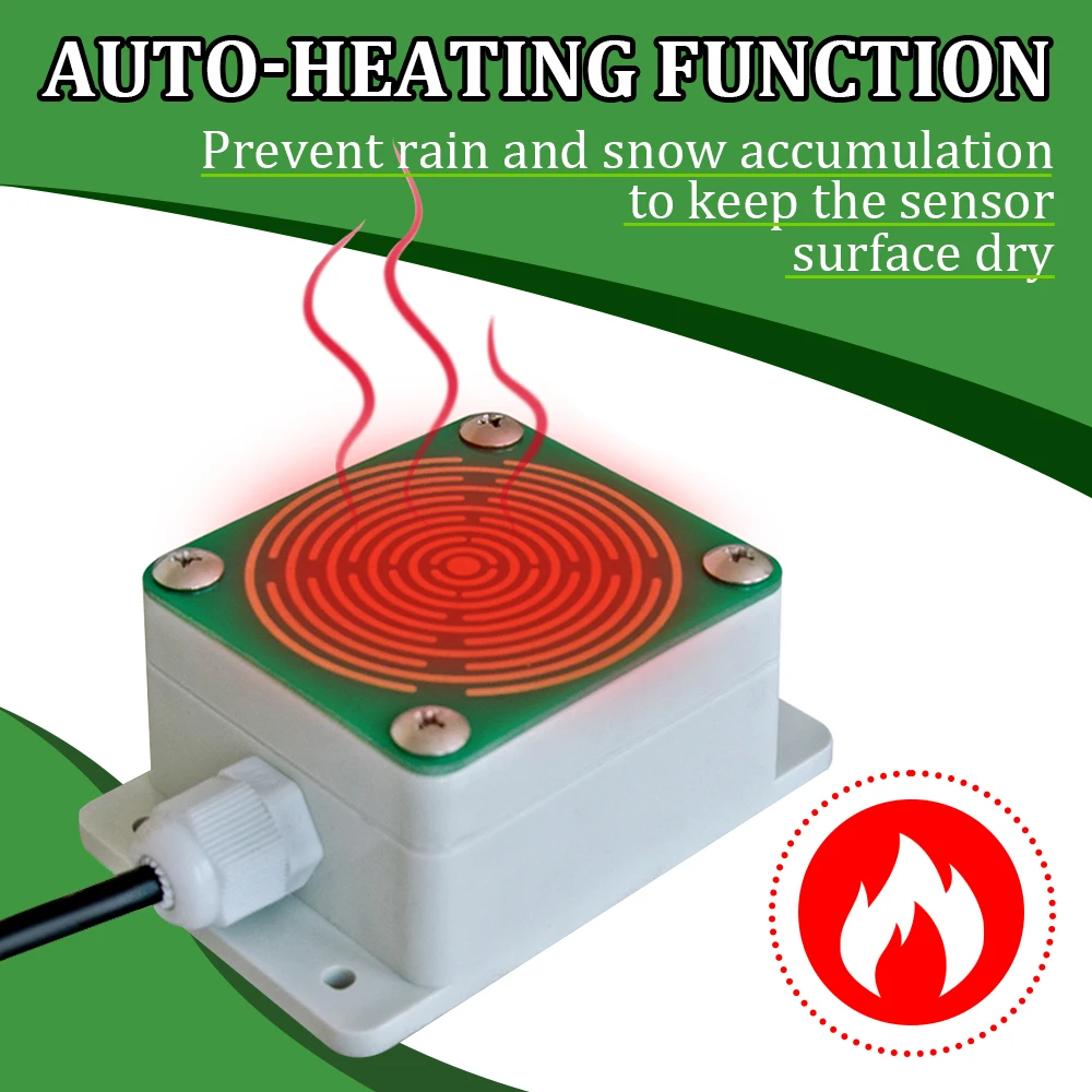 Rain and Snow Sensor Transmitter Weather Induction Detection Heating Anti-icing IP65 Output RS485 0-2V 0-5V 4-20mA 0-10V