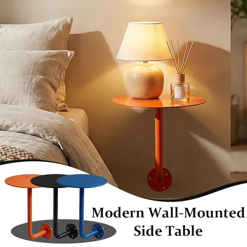 

Wall Mounted L-Shaped Round Black Bar Table Space-Saving Table- Ideal for Coffee, Pub & Counter Use At Bar Height