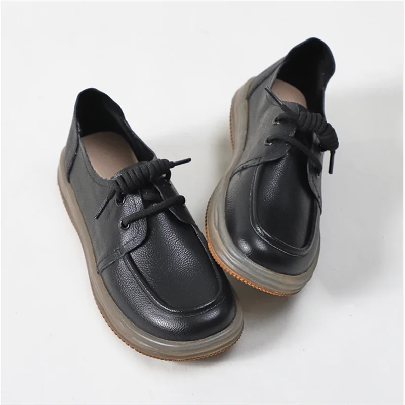 AIYUQI Women's Genuine Leather Lace-Up Sneakers - Casual Loafers