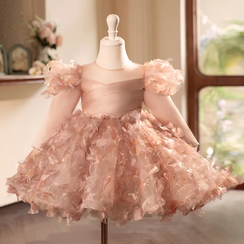 Toddler Baby Girl Dress Newborn Infant Baptism Birthday Dress Butterfly Tutu Princess Dress Baby Girls Wedding Party Gown 1-14Y