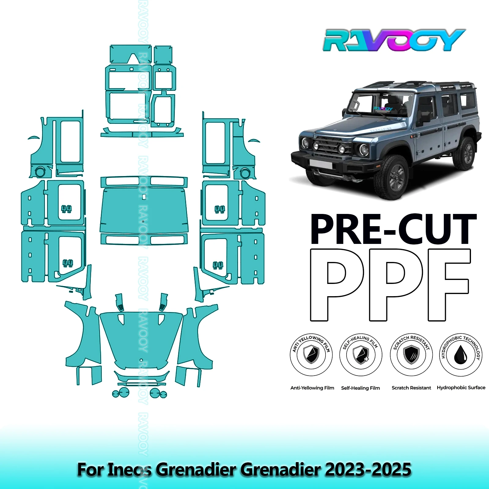 

Full Vehicle Clear Bra Precut PPF Paint Protection Film For Ineos Grenadier Grenadier 2023-2025