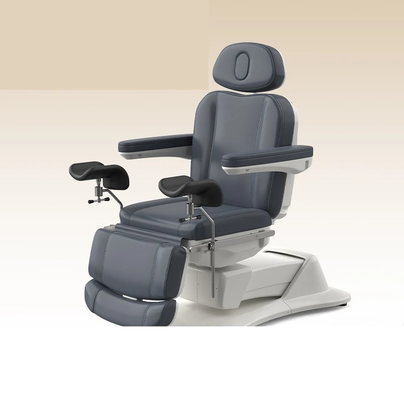 Gynecological operating table with stirrups, leg extension, lift and tilt adjustment system inspection chair