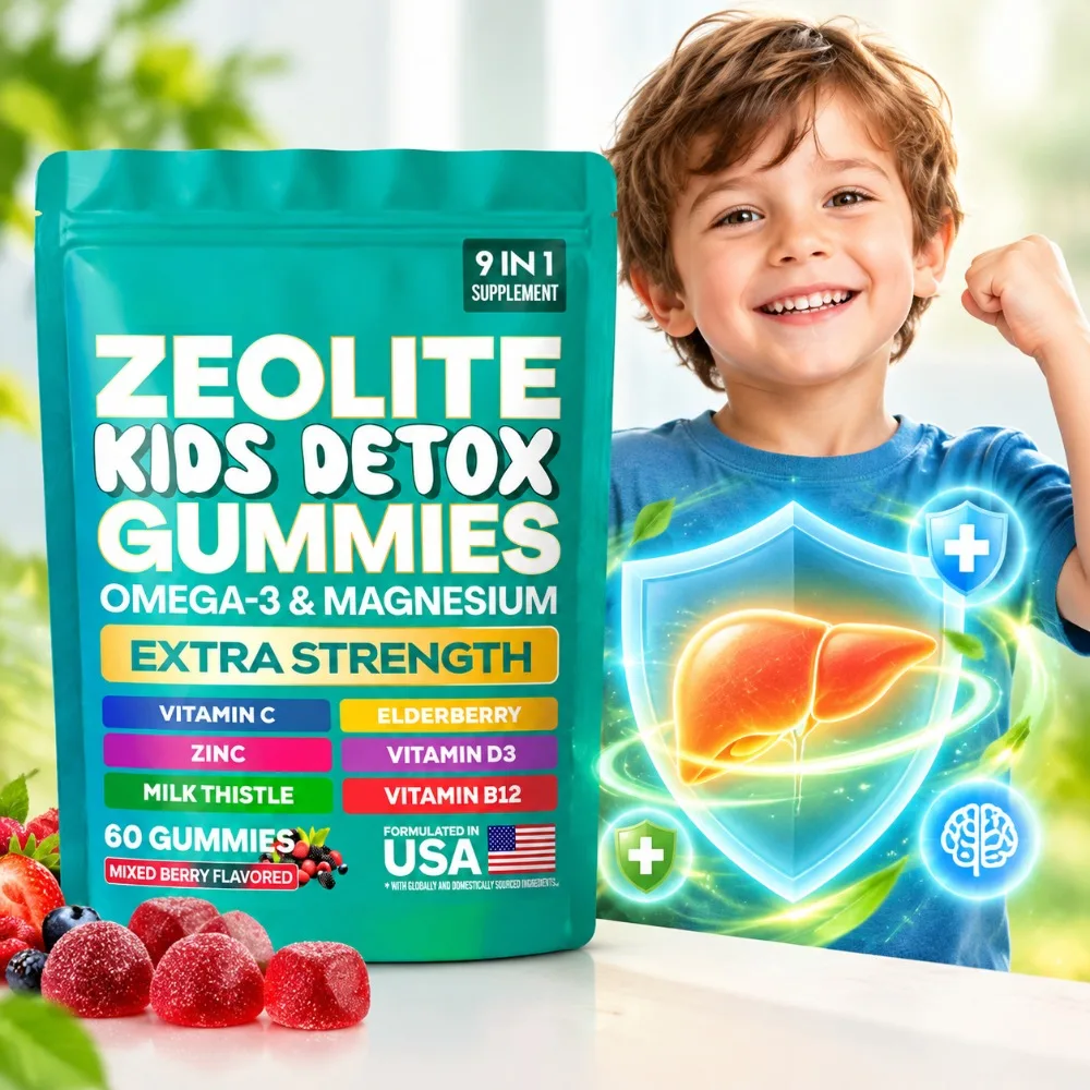 Zeolite Kids Detox Gummies for kid Liver Detoxification & Enhance Immune Defense, Focus, Cognitive Function with Magnesium 60Ct