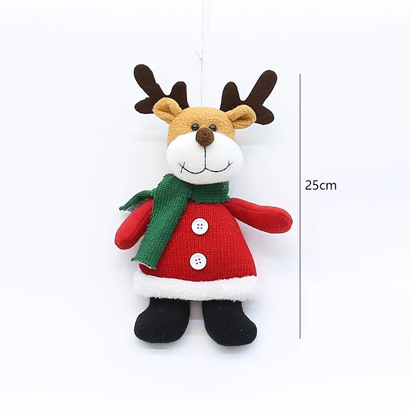 Knitted Plush Santa Snowman Reindeer Hanging Doll Christmas Tree Ornament Home Indoor Holiday New Year Navidad Decor Gift