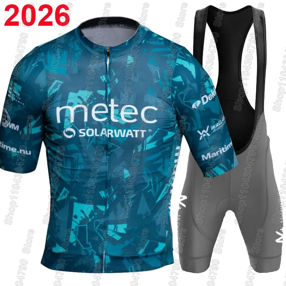 

Комплект велосипедной формы Metec-SOLARWATT 2026 Team, Нидерланды, мужская одежда, комплект с коротким рукавом, рубашка для шоссейного велосипеда, велосипедные шорты с лямками, Ropa