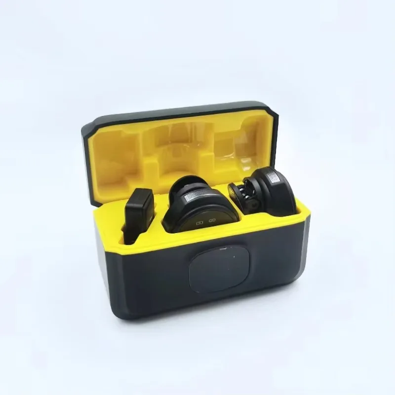 Micrófono de solapa inalámbrico con estuche de carga para entrevistas al aire libre, mini micrófono con cancelación de ruido para iPhone Android 4
