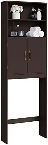 

Over The Toilet with 2 Doors & Adjustable , Free Standing Toilet Rack, Home Space-Saving with 2 Upper Open Compartments, L