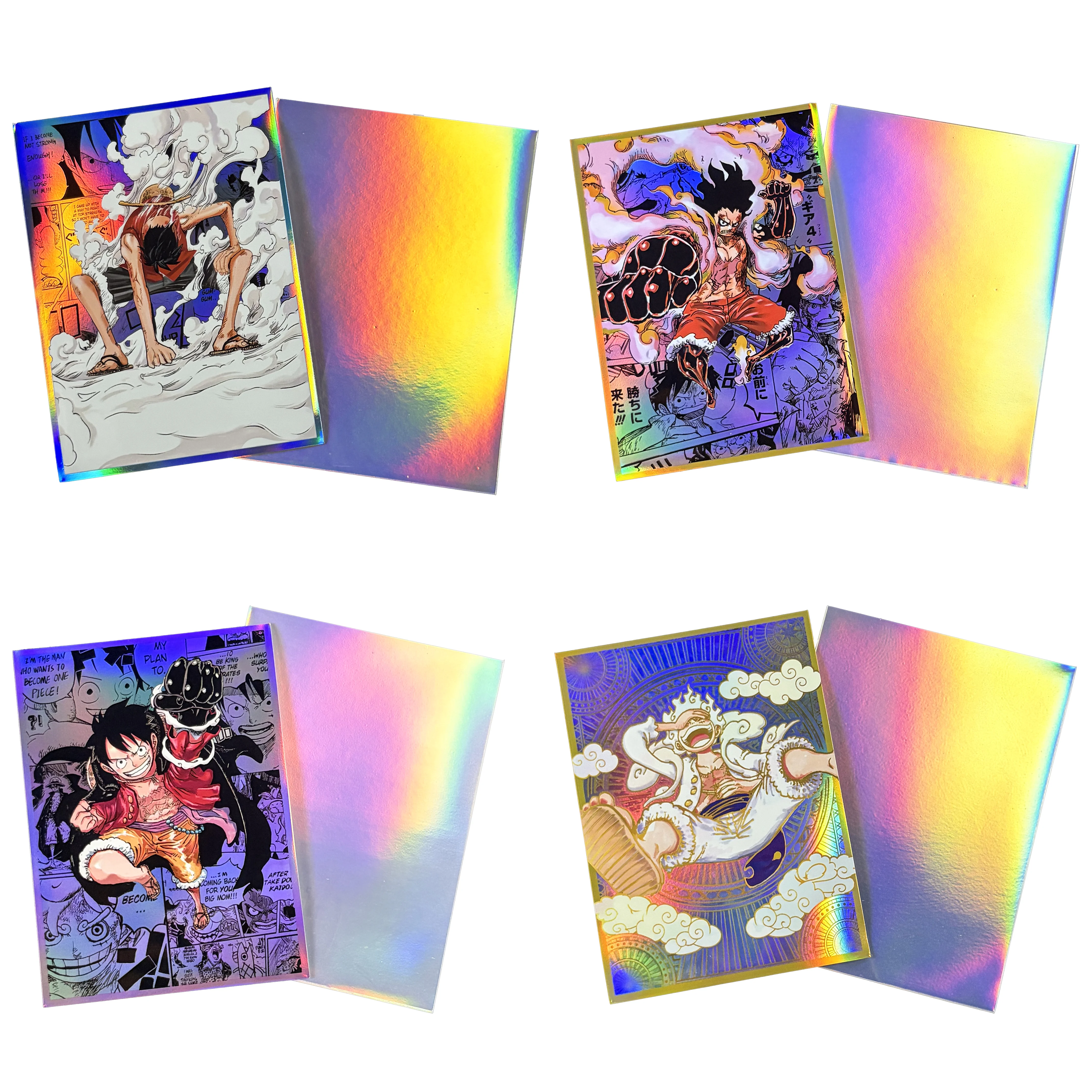 60PCS/Pack One Piece Anime LUFFY Set Holographic Card Sleeves Laser Shiny Deck Protectors Standard 67x92mm for OPCG/TCG/MGT Card