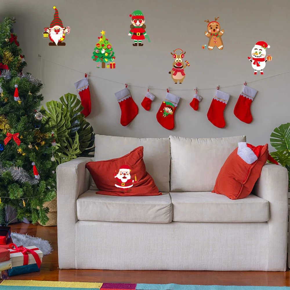 10/20PCS Christmas Puzzle Stickers Create Your Own Santa Claus DIY Make-a-Face Jigsaw Games Children Party Decoration Toy