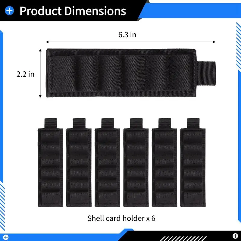 6Pcs Round Shell Card Holder Buttstock Shell Holders Side Saddle Shell Carriers For Rifle Shotgun Cartridge Molle Utility Pouch