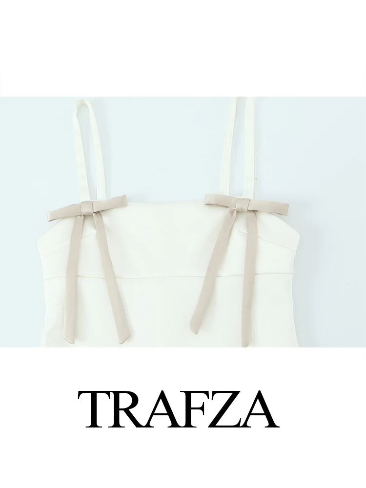 Sukienka damska letnia, elegancka, z krótkim rękawem, na ramiączkach, z jedwabnej satyny, z kokardką, z prostym dekoltem, bez pleców, zapinana na zamek, bez rękawów.