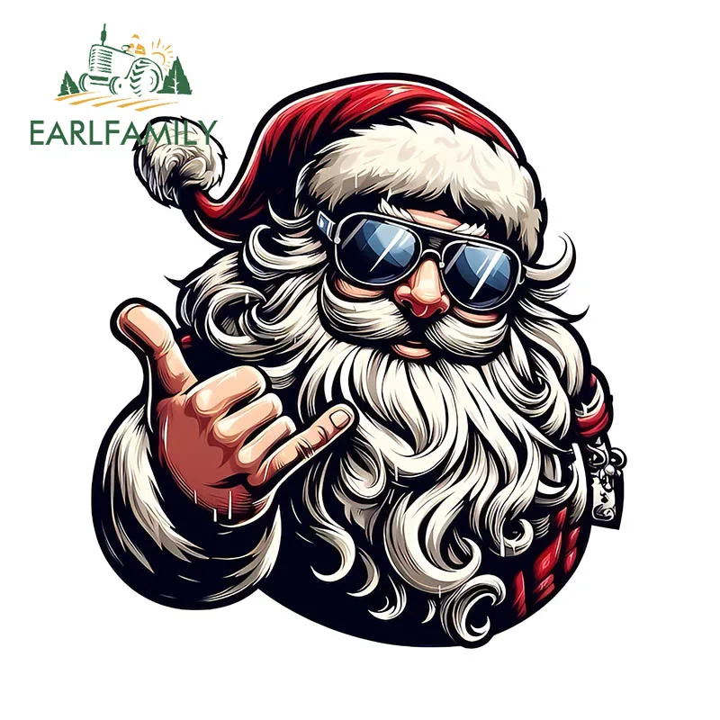 

EARLFAMILY 13cm ×12.1cm Christmas Style Car Stickers Creative Cartoon Decals Sunscreen Fashionable Camper Door Protector
