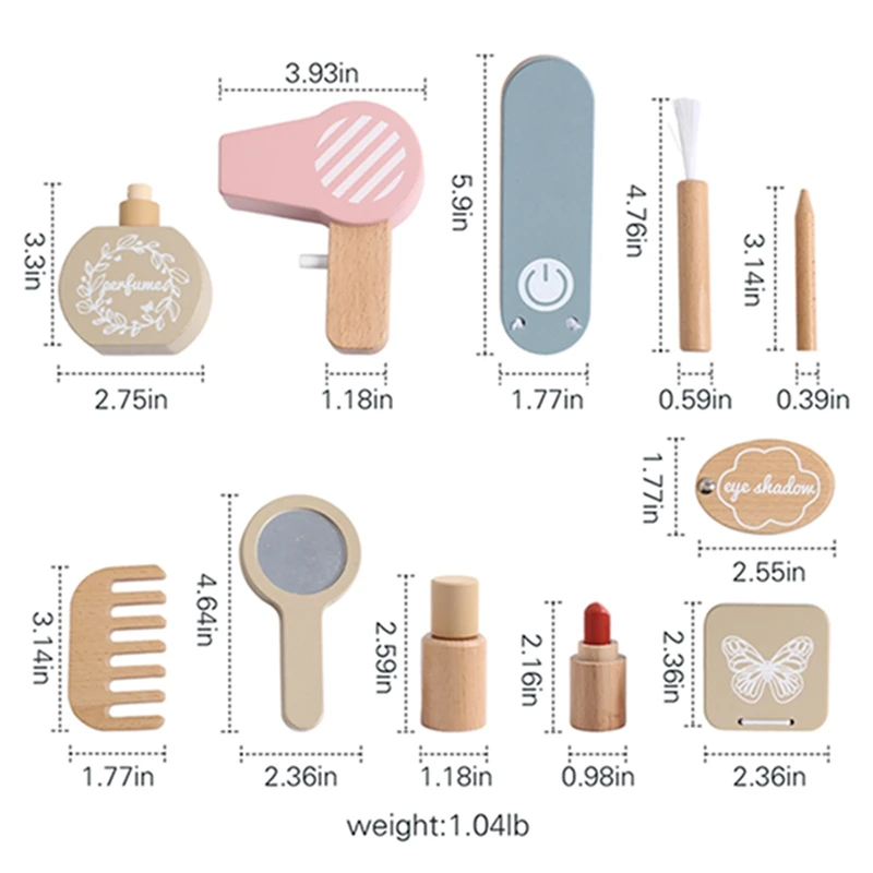 Ensemble de maquillage cosmétique en bois pour filles, jouets de simulation, maison de jeu, princesse, beauté, cadeaux pour enfants