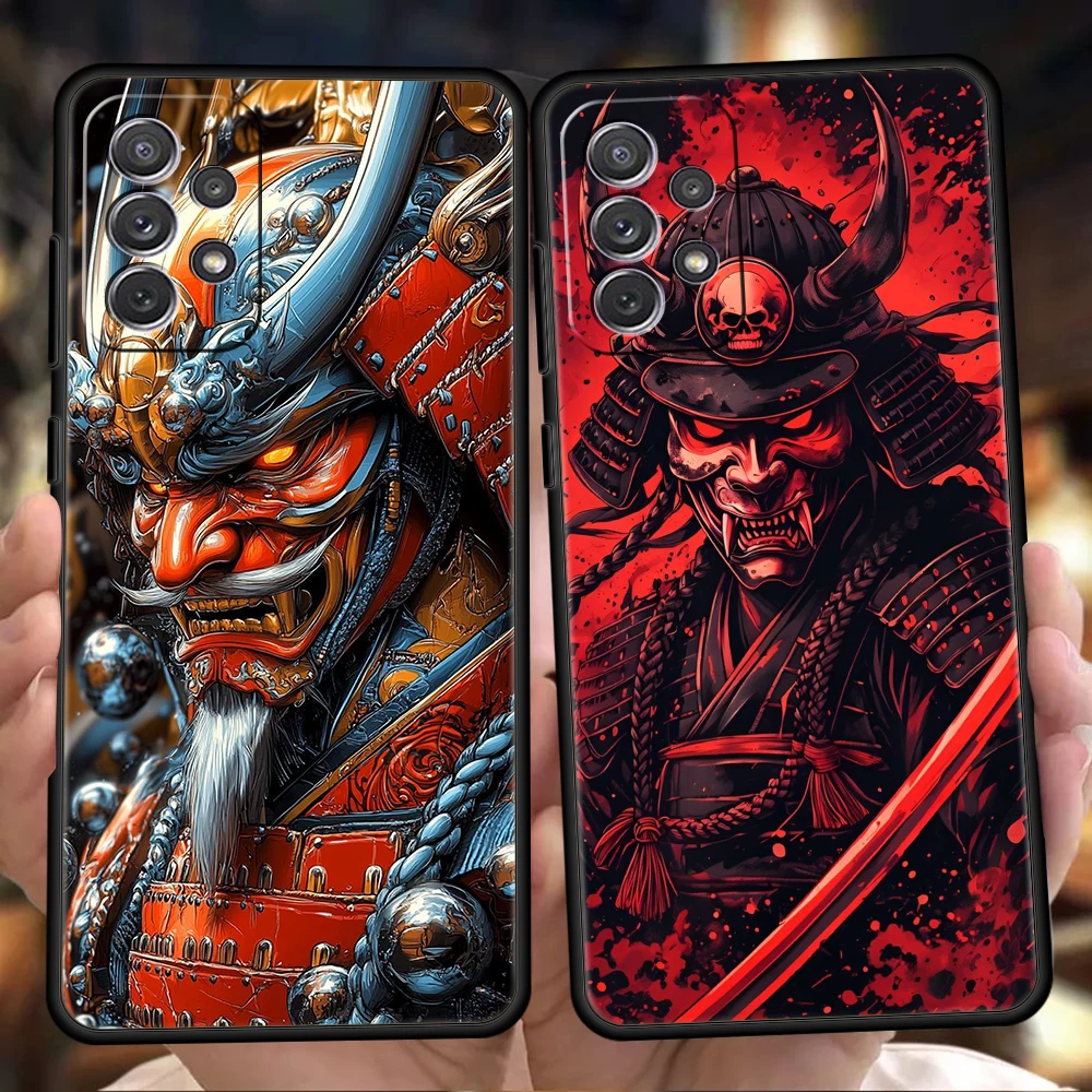 Phone Case for Samsung Galaxy A13 A15 A17 A22 A23 A25 A31 A32 A33 A35 A41 A51 A52 A55 5G Soft TPU Shell Japan Ghost Face Samurai